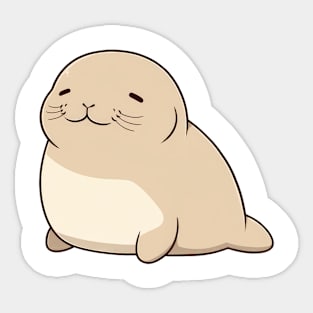 Simple drawn brown walrus Sticker